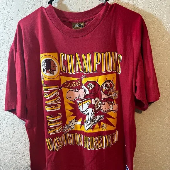 NWOT VINTAGE nutmeg mills Washington Redskins Men's Graphic Tee Shirt - Picture 1 of 4
